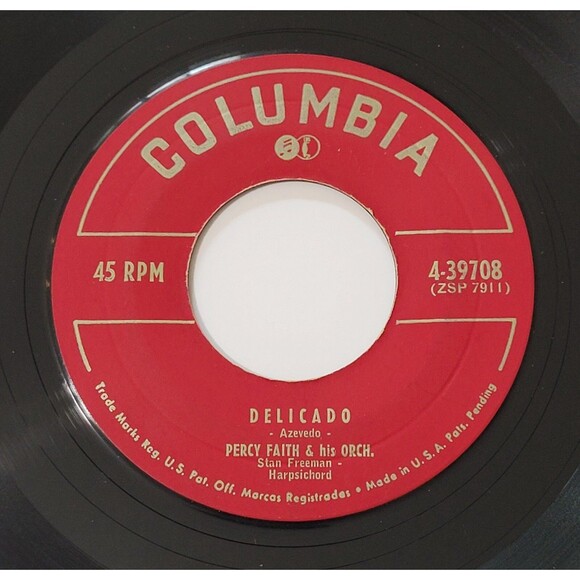 Percy Faith Delicado / Festival 45 RPM Vinyl Columbia M- Easy Listening '52 - Picture 1 of 2